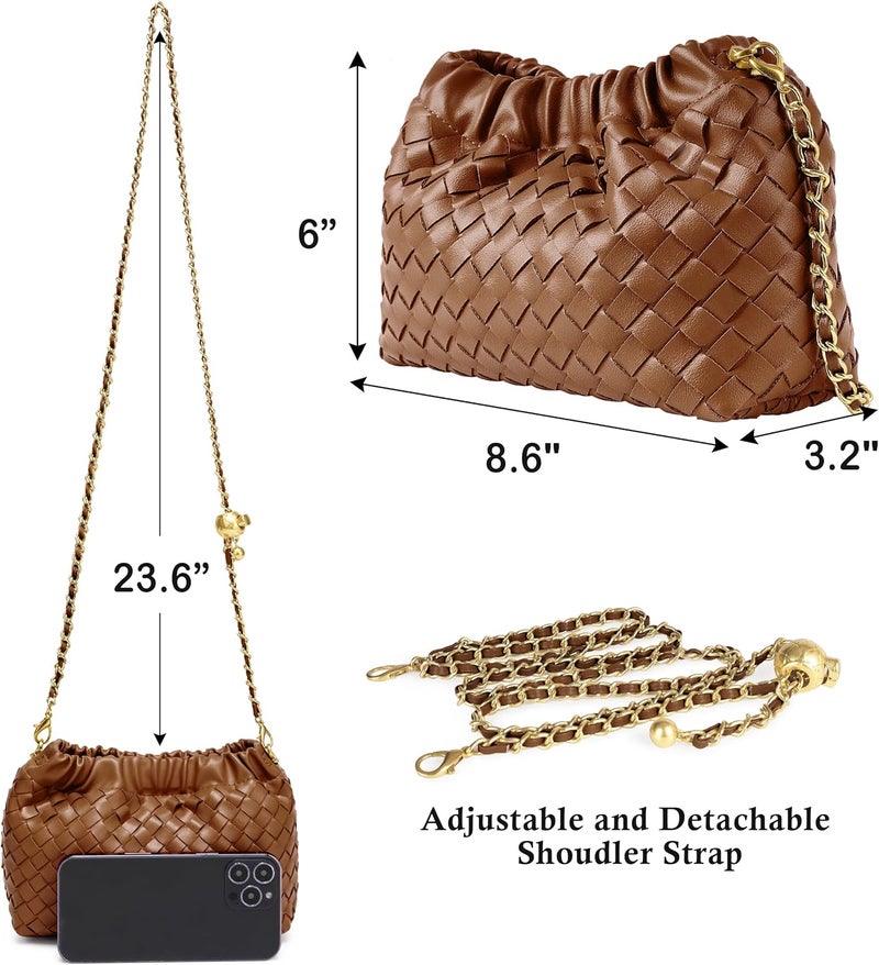 Joryin Woven Women's Crossbody Bag & Evening Purse, Trendy Dumpling Clutch & Hobo Cloud Shoulder Bag Trendy Dumpling Clutch - Image 5